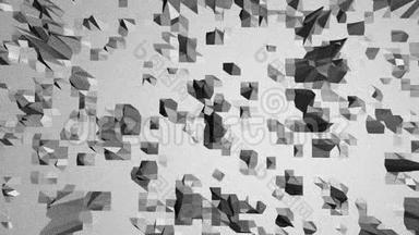抽象干净的黑白低聚挥三维表面作为三维卡通背景。 灰色几何振动环境